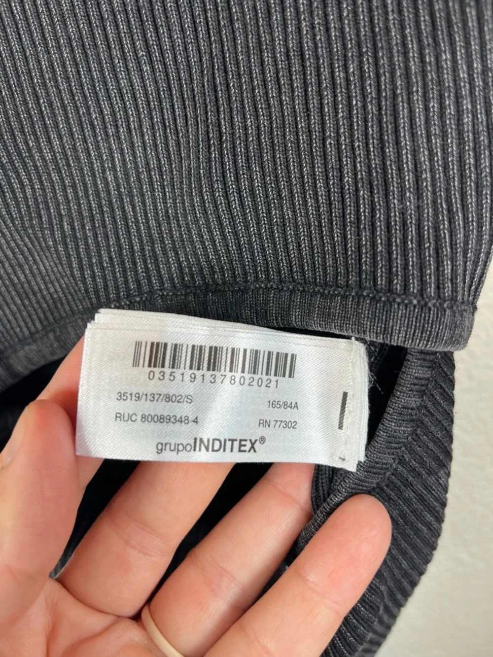 Zara Black Acid Wash Ribbed Cold-Shoulder Cutout Sweater - Picture 9 of 11